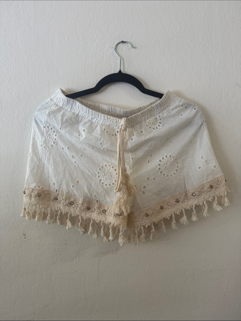 Azara Paris NWT Cream Crochet Shorts Luxury Resort Style
